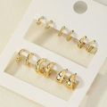 Enacolor 6Pairs/Set Vintage Twist Geometric Circle Hoop Earrings for Women Gold Metal Fashion Accessoreis Jewelry. 