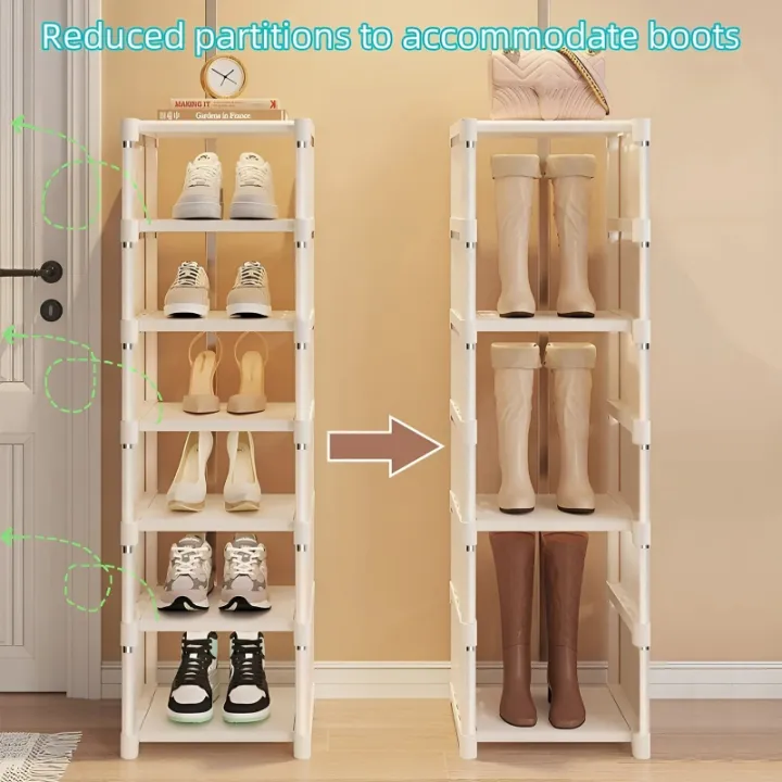 1pc%206/8%20Layers%20Shoe%20Organizer%20Space-saving%20Metal%20Frame%20&%20Fabric%20Interlayer%20Shoe%20Rack%20Shelf%20for%20Entryway%20Hallway%20Living%20Room%20-%20Image%205