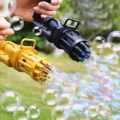 Children's Semi-Automatic Electric Bubble Machine Porous Gatling Machine Gun Toy Battery Operated Bubble Machine Toy With Free Liquid Bubble Gun. 