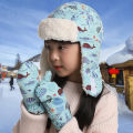 Baby Scarf Gloves Set Underwater World Pattern Thick Warm Hat Gloves. 