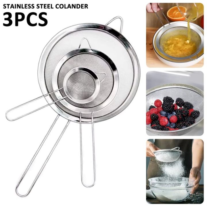 3pcs Set Fine Mesh Stainless Steel Conical Strainer Cocktail Bar Strainer Premium Mesh Cocktail Cone Strainer