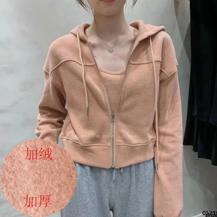 Sweater%202023%20Skirt%20Set%20Two%20Piece%20Top%20Overall%20Romper%20Pop%20Zip%20Hooded%20Women's%20Sweater%20Cropped%20Top%20Set%20-%20Image%203