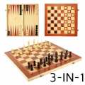 3 in 1 Wooden Chess Board (Chess Checkers Backgammon). 