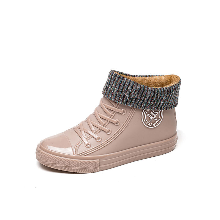 Rainproof%20Shoes%20Rubber%20Boots%20Women's%20Kitchen%20Rubber%20Shoes%20Shoe%20Cover%20Sweet%20Short%20Four%20Seasons%20Wear-Resistant%20Platform%20Rain%20Shoes%20Women's%20Shoes%20Rain%20Boots%20-%20Image%203