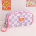 【HOT】 Kawaii Checkerboard Pencil Case Back To School For Girls Large Capacity Pen Bag School Supplies Cute Korean Stationery. 