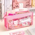 【MINISO】 Cute Cartoon 6-Layer Transparent Pencil Case Multi-Functional Storage Stationery Box School Supplies Kawaii Stationery Bag 1Pc. 