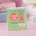 Cute Mini 2026 Desk Calendar Coil Binding Flip Desktop Calendar Cartoon Daily Planner Office School Supplies. 