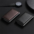 Card Box Rfid Men'S Anti-Theft Card Holder Automatic Degaussing Pop-Up Pu Leather Large Capacity Aluminum Alloy Card Holder Mini Wallet. 