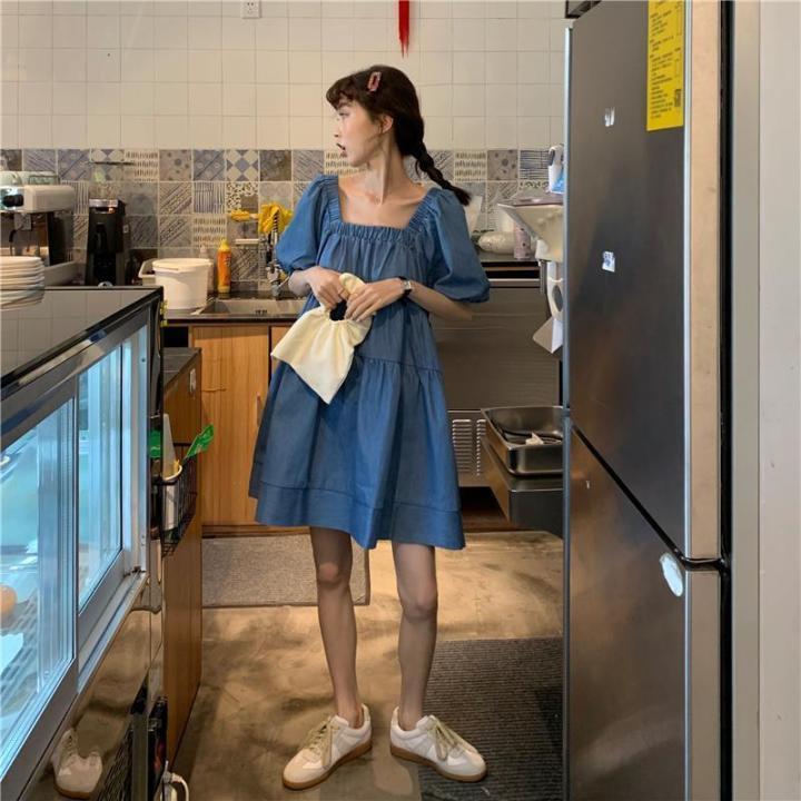 Summer2023New%20Preppy%20Style%20Short-Sleeved%20Dress%20for%20Female%20Students%20Korean%20Style%20Loose%20Slimming%20Mid-LengthALine%20Skirt%20Tide%20-%20Image%206