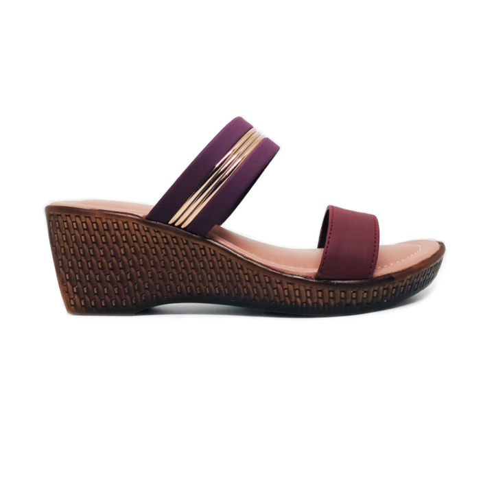 Bata Ladies two strap maroon wedge sandal – Koya | Daraz.lk