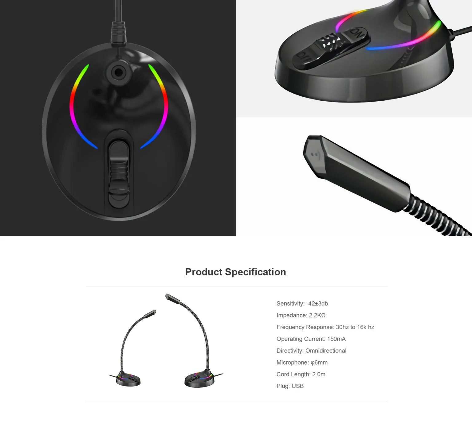 Havit Gamenote GK55 USB Gaming Microphone - RGB LED Light