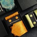 100% Silk Necktie Paisley Floral Mens Tie Top Quality Business Tie Pocket Square Tie Clip Cufflinks Set Classic For Men Gift Box. 