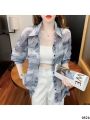 Long-sleeved mid-length shirt with summer thin clothing women's jacket open top loose shirt clothing chiffon air conditioner sunscreen matching. 