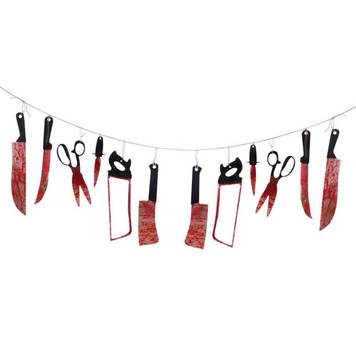 Halloween Scarlet Banner Paper Pull Citi Ghost Festival Theme Party Decoration Supplies Knife String