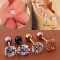 1 pc Medical Stainless steel Crystal Zircon Ear Studs Earrings For Women/Men 4 Prong Tragus Cartilage Piercing Jewelry. 