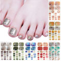 Summer Style 22Tips Mirror Toe Nail Stickers/Strips Nail Art Nails Stickers For Nails Toe Girls Self-Adhesive Feet Stickers. 