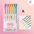 Student Stationery Marking Key Color Marking Pen Hand  Book Color Pen Watercolor Effects Coloring  Calligraphy. 