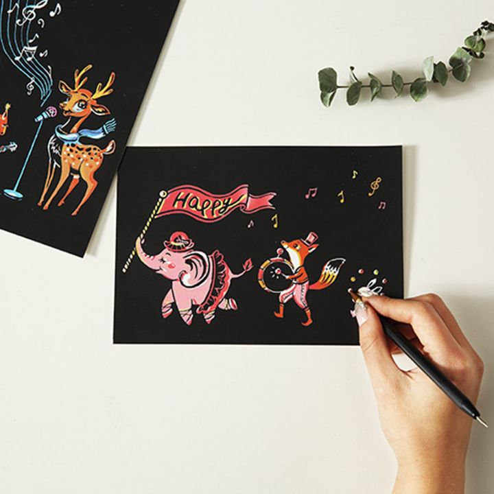 4%20Sheet%20DIY%20Magic%20Scratch%20Painting%20Paper%201x%20Bamboo%20Stick%201x%20Scraping%20Painting%20Pen%201x%20Black%20Brush%20Scraper%20Drawing%20Toy%20-%20Image%202