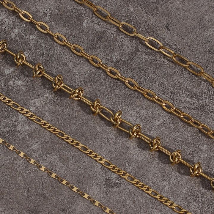 Fashion%20Stackable%20Neckp%20Jewelry%20Stainless%20Steel%20Chain%20Necklaces%20for%20Men%20Women%20Big%20Knot%20Cuban%20Chain%2018k%20Gold%20Plated%20Punk%20Choker%20-%20Image%204