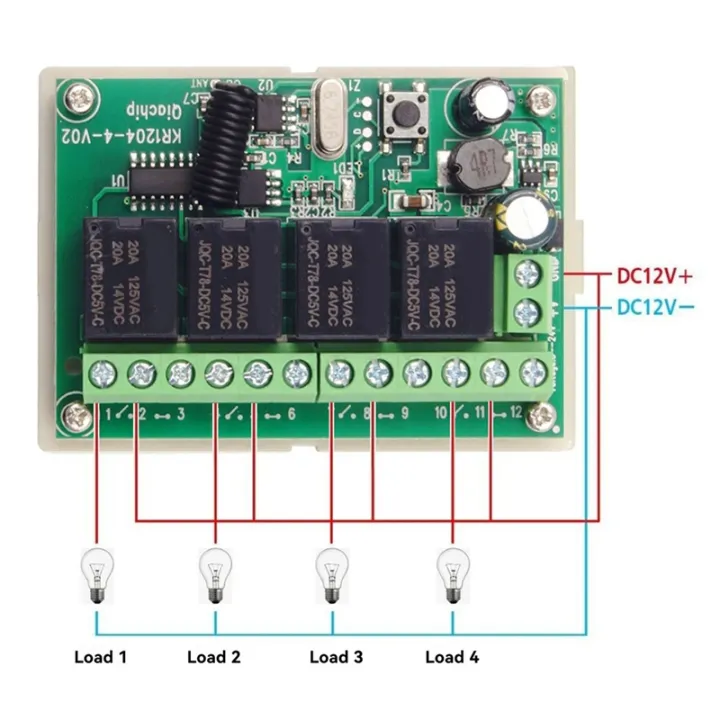 DC%2012V%20433MHz%204-Button%20Relay%20Switch%20with%20Wireless%20Remote%20Control%20for%20DIY%204%20Channel%20Applications%20Project%20-%20Image%202