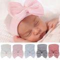 Newborn Hospital Hat Baby Hats Nursery Beanie Cap with Bow Cute Stripe Infant Hat Soft Turban Hats for Baby GirlsBasketball. 