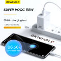 【ZOSR】BKWHALE 80W SUPER VOOC Charger USB Fast Charge Adapter 7A Type C Cable For OPPO RENO 7 8 9 10 Pro + Find X3 X5 X6 K10 Q5 A1 Pro. 