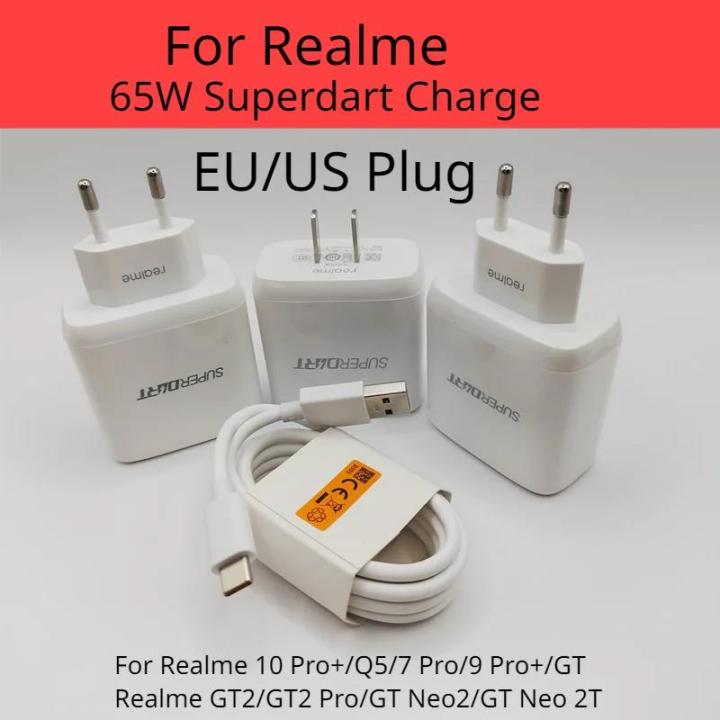 EU/US Plug 65W SuperDart Charger Power Adapter For Realme 10 Pro Plus GT Neo2T GT2 Pro Q5 9 Pro 8 7 Pro Super Dart Charge