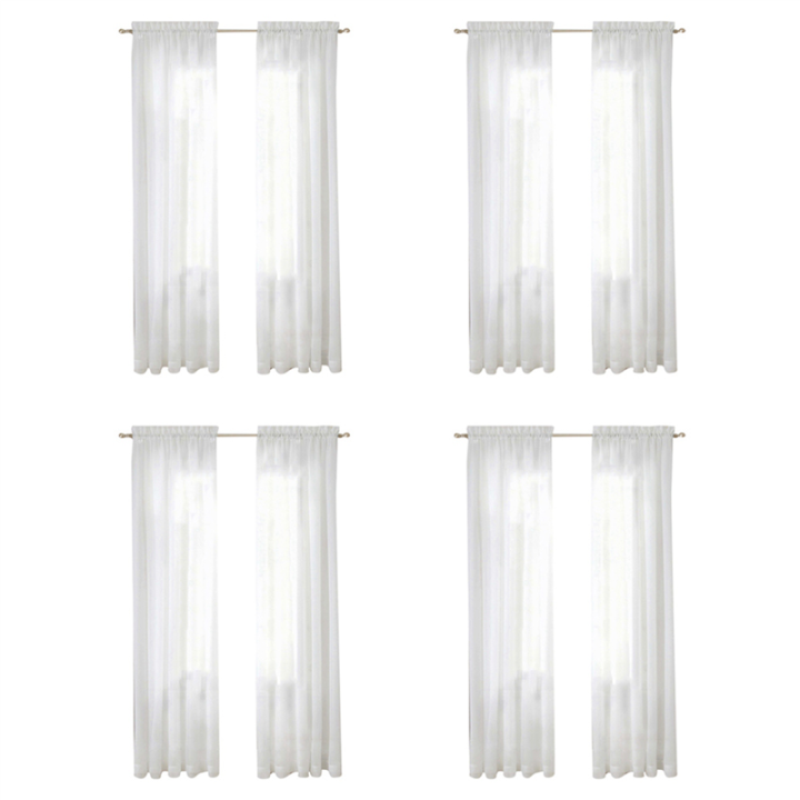 Window White Sheer Curtains 90 Inches Long 8 Panels Sheer White Curtains Clear Curtains Basic Rod Pocket Panel