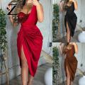 Zentora Bodycon Dress Single Shoulder Slit Off Shoulder Formal Dress. 