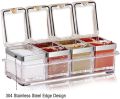 Seasoning Box Set,4 Piece Clear Seasoning Rack Spice Pots,Spice Container Seasoning Box Spice Pots with Spoons-Storage Container Condiment Jars. 