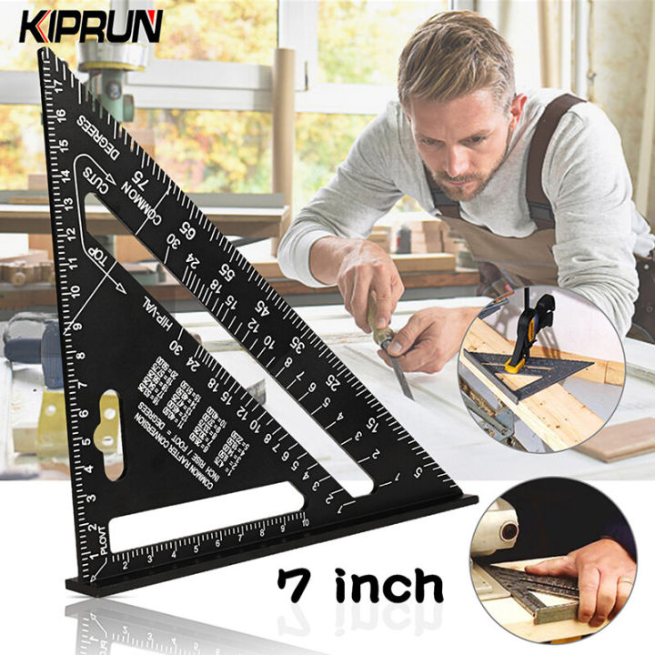 【FOOT SOFA】 7'' Aluminum Alloy Triangle Ruler， Angle Protractor Speed Metric Square Measuring Ruler For Building Framing Woodwork Tools