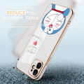 TA for Vivo Y30 Case Sneak Doraemon Luxury 6D Plating Soft Casing Silicone Square Frame Phone Case Shiny Bling Back Cover + Free Lanyard. 