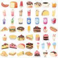 50Pcs Yummy Delicious Food Stickers Snacks Drinks Icecream Cake Decals Waterproof DIY Fashion Doodle Graffiti Hand-painted Sticker. 