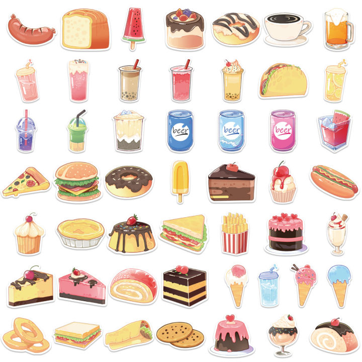 50Pcs%20Yummy%20Delicious%20Food%20Stickers%20Snacks%20Drinks%20Icecream%20Cake%20Decals%20Waterproof%20DIY%20Fashion%20Doodle%20Graffiti%20Hand-painted%20Sticker%20-%20Image%206