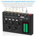 MX5 Mini Low Noise 4-Channel Stereo Audio Mixer 6.35/3.5mm Mono Inputs for Studio, Bar, for Club. 