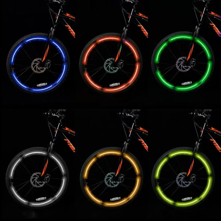 Bike Reflective Stickers MTB Bicycle Wheel Spoke Tubes Strip Adhesive ...