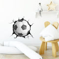 【WEJA】3D Broken Wall Football Stickers Home Decoration For Boy Baby Bedroom Decor Pvc Livingroom S-adhesive Wallpaper Wallart Mural. 