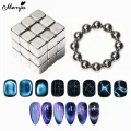 Monja 27Pcs Nail Art Cat Eye Cube Magnet 12Pcs Round Magnet Beads Multi-function Gel Polish Disassemble Magnets Manicure Tools. 