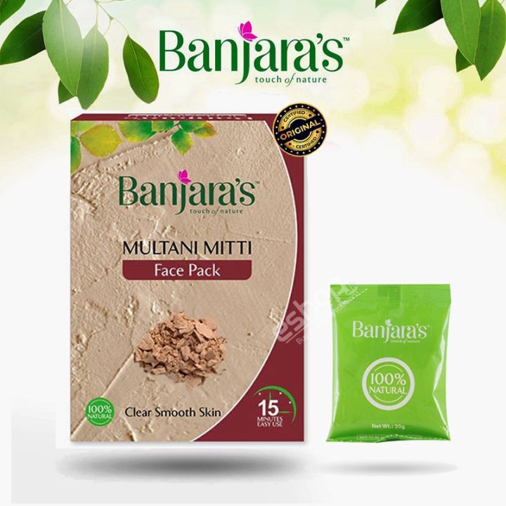 BANJARA’S Multani Mitti Face Pack Powder 100qms (5*20qms) | Daraz.lk