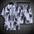 Sanya Travel Set Men's Short Sleeve Printed Shirt Loose plus Size Hawaii Seaside Beach Shorts Two-Piece Suit. 