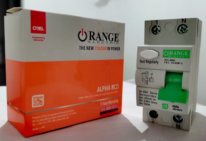 RCD 40A 30mA RCCB / 2 Pole / Orange Electric / Alpha | Daraz.lk