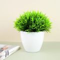 1 Pcs Artificial Plants Potted Green Bonsai Small Tree Grass Plants Pot Ornament Fake Flowers for Home Garden Decoration Wedding Party. 