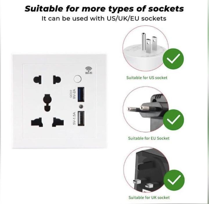 AC 110-250V 13A USB Wall Socket Universal Wall Socket Panel With 2 USB Port Plug Charger Switch Power Outlet (USB Base)