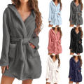 Winter Robe Ladies Dressing Gown Fluffy Bathrobe Hooded Bathrobe Pyjamas Women Bathrobe Winter Pyjamas. 
