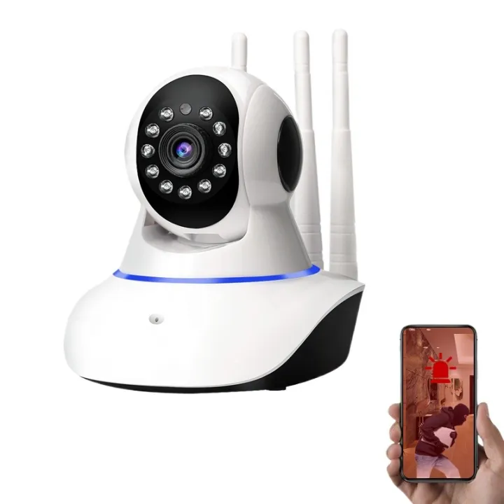 WiFi Wireless CCTV IP Camera PTZ Indoor 360 Rotatable 1080P 3 Antenna ...