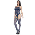 Yfashion Women Halter Lingerie Lace Bodysuit Solid Color Thigh Bodystockings See-Through Nightwear For Women Gifts. 