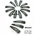 Metal Black Tic Tac Hair Clips Snap Non-Slip Metal Hair Clips 12 Pcs. 