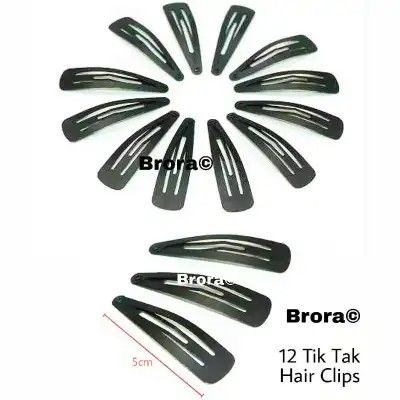 Metal Black Tic Tac Hair Clips Snap Non-Slip Metal Hair Clips 12 Pcs
