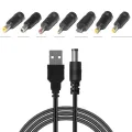 8 in 1 Universal 5V DC Jack Charging Cable Power Cord USB to DC Power Cable Connectors Adapter for Router Mini Fan Speaker. 