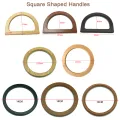 Solid Wood Handle Replacement DIY Handmade Woven Bag Purse Handbag Bag Handles MKL. 